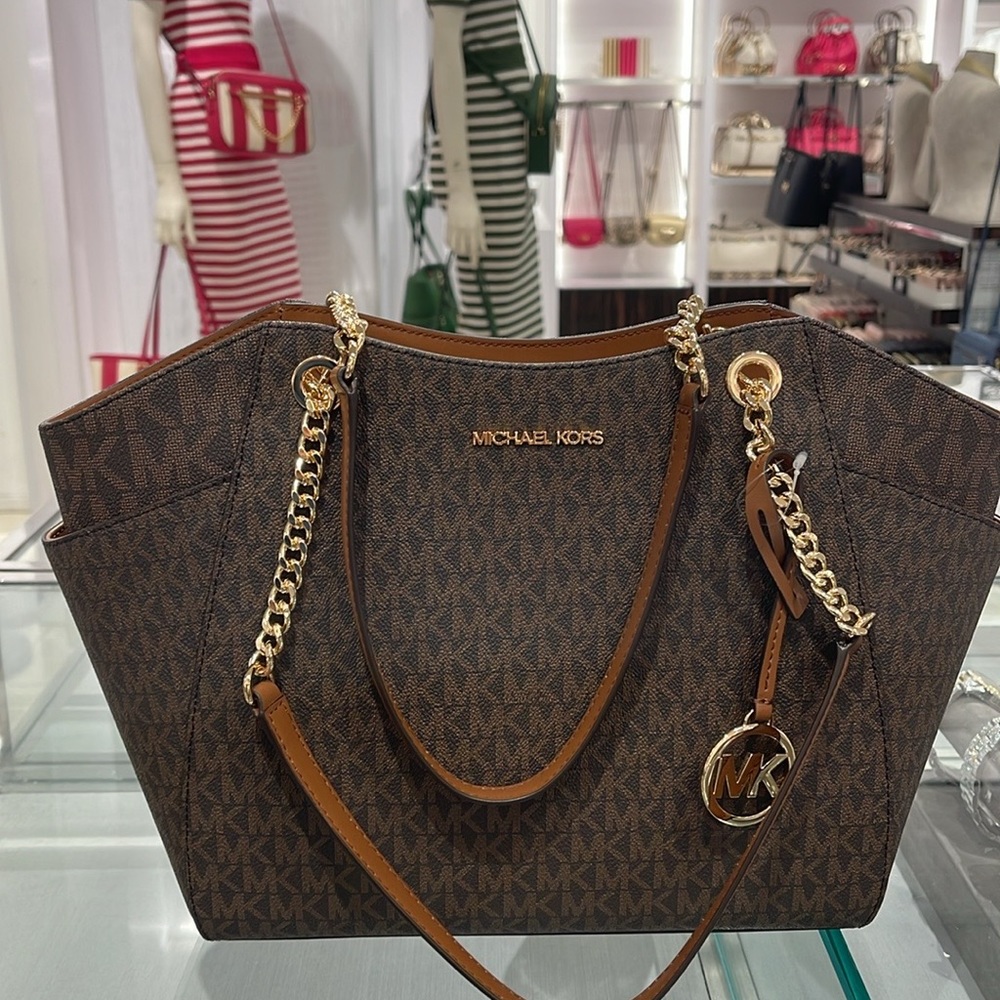 MICHAEL KORS LG CHAIN SHLDR TOTE BROWN 35F8GTVE7B - Picture 15 of 16